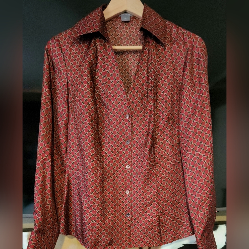 Ann Taylor Geometric Design Button Down Shirt